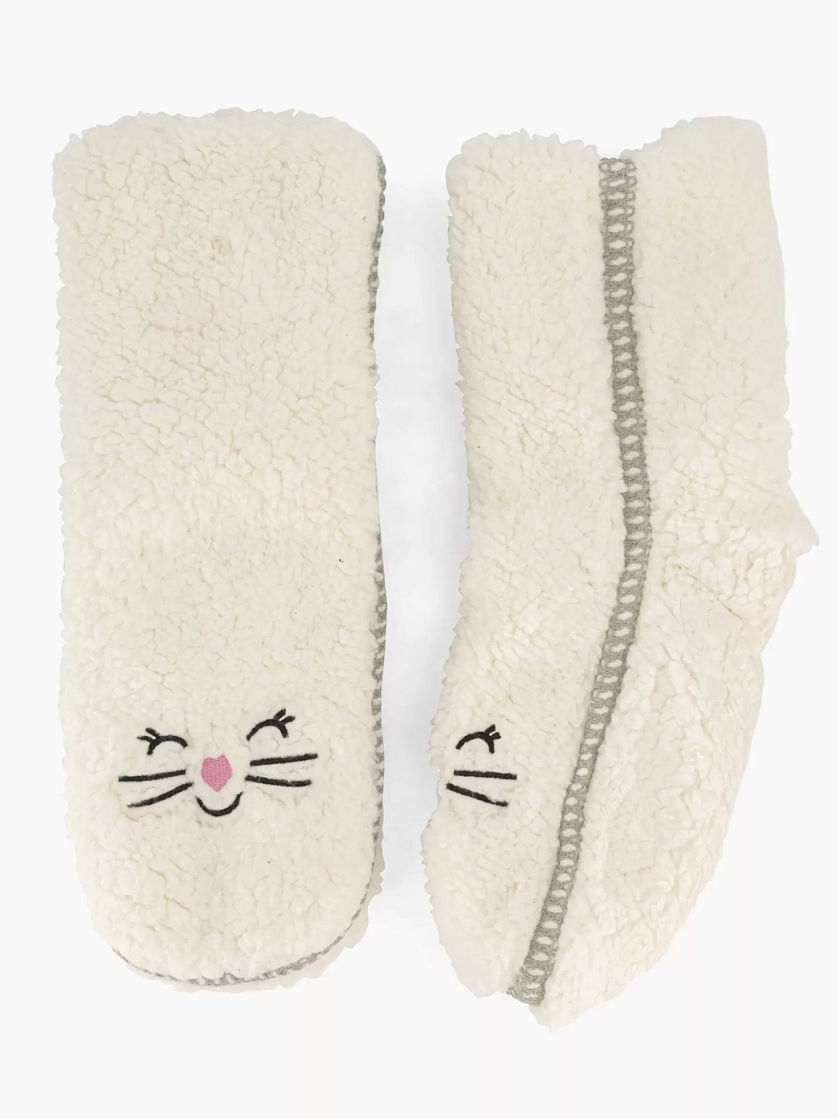 vanHaren Sokken>Beige Huissok Teddy Gebroken Wit