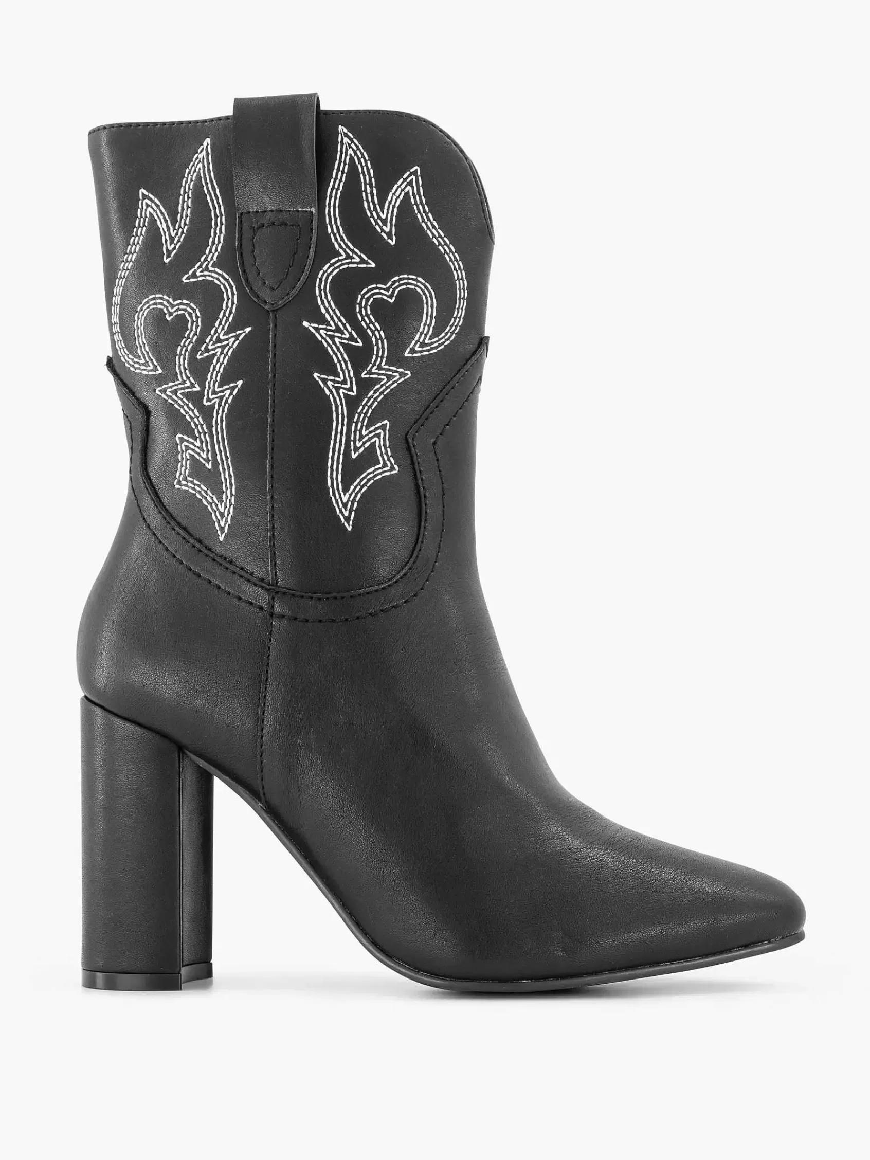 Oxmox Hoge Hakken>E Cowboy Laars Geborduurd Zwart
