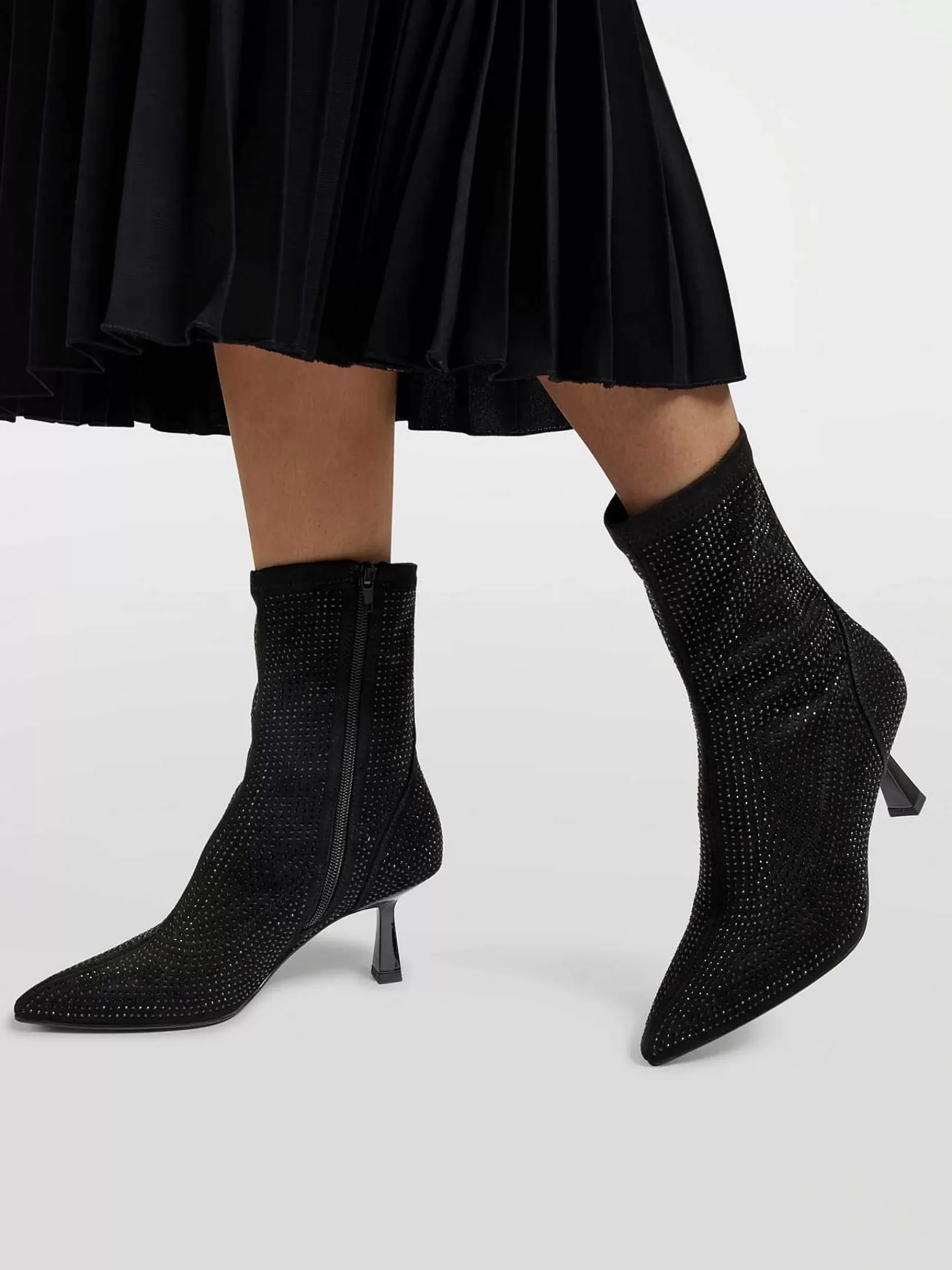Oxmox Enkellaarzen & Boots>E Enkellaars Queenie Hak Glitters Zwart