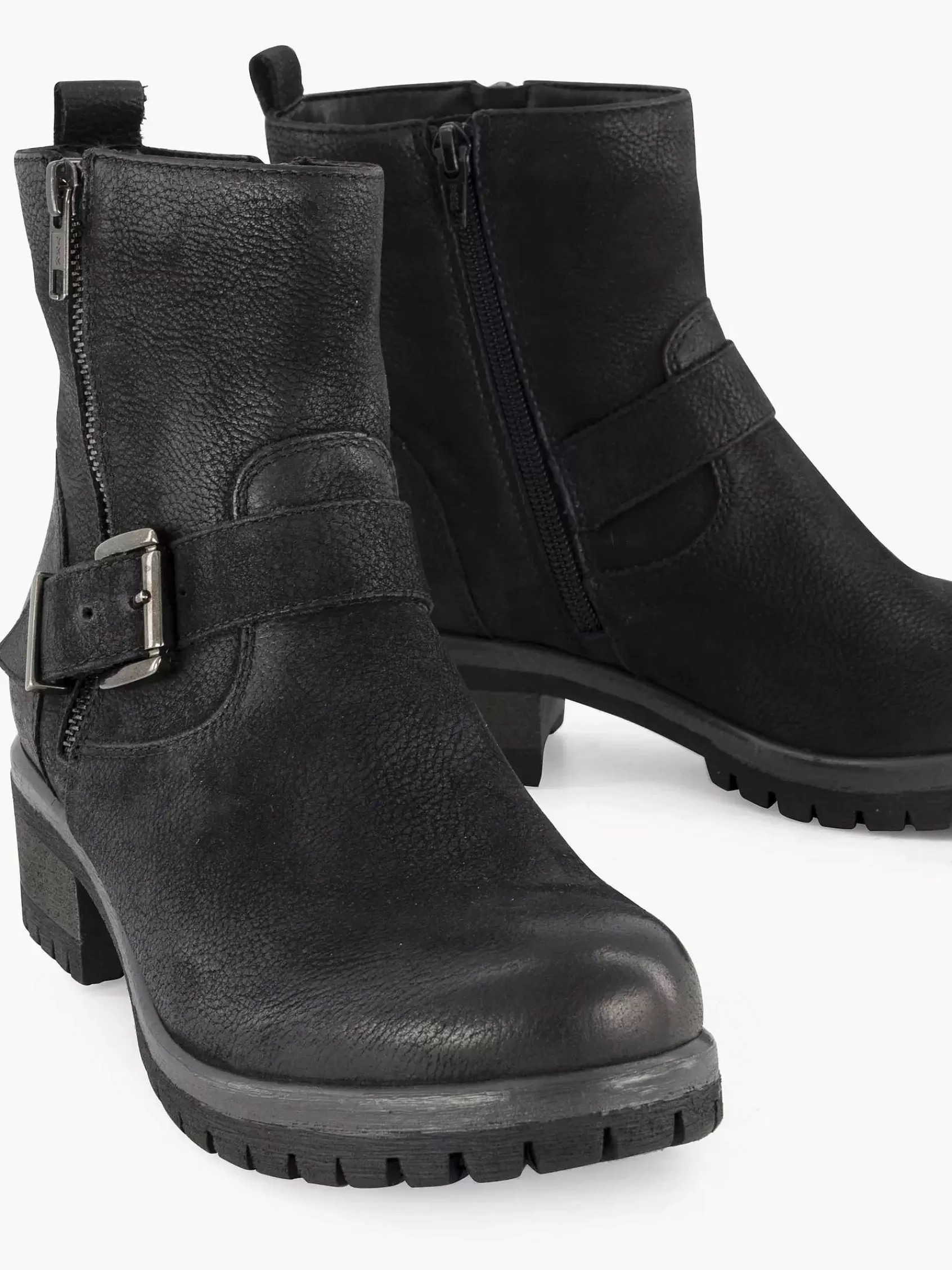 Landrover Enkellaarzen & Boots>E Leren Bikerboot Zwart