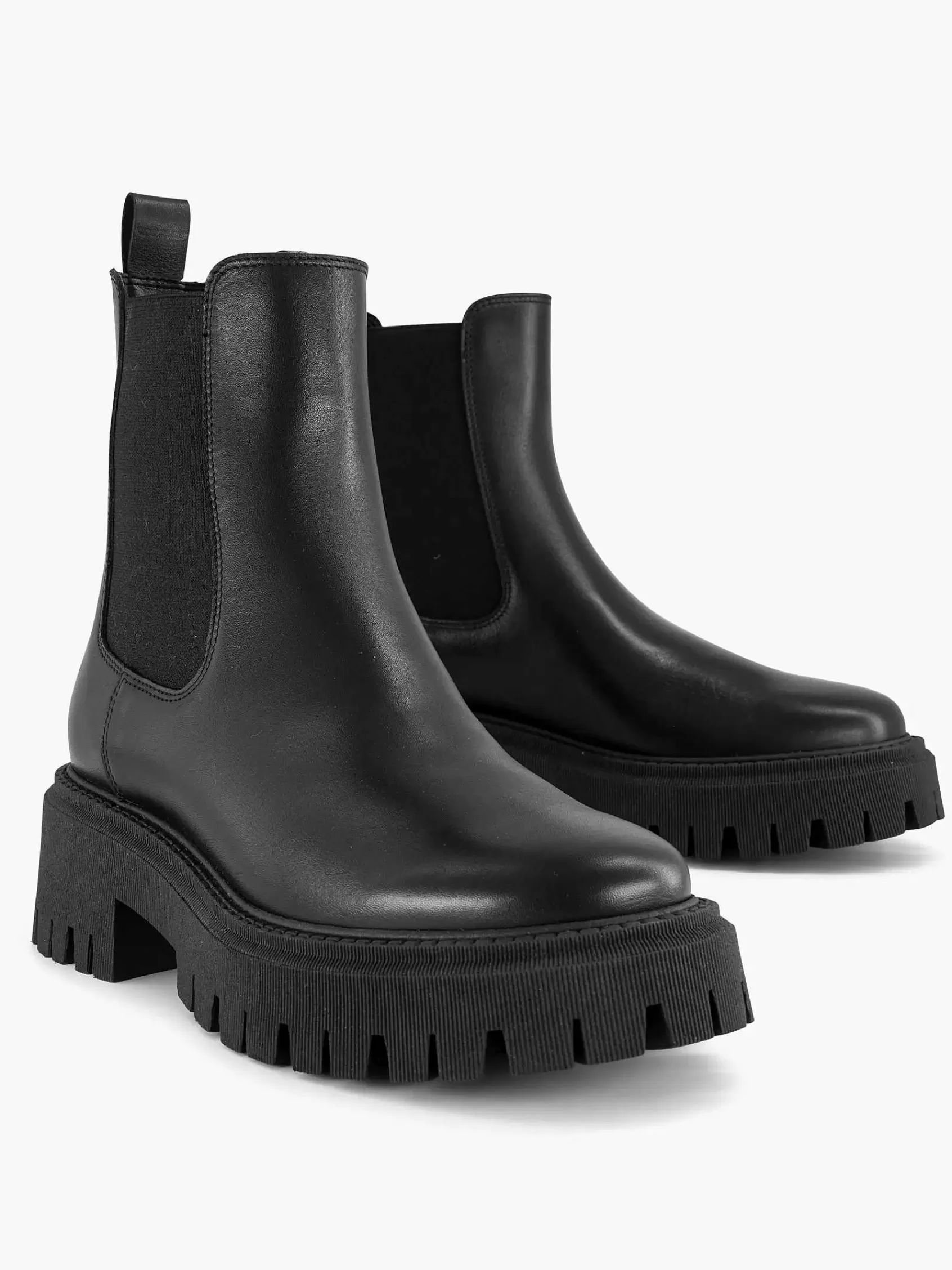 Oxmox Laarzen>E Leren Chunky Chelsea Boot Zwart