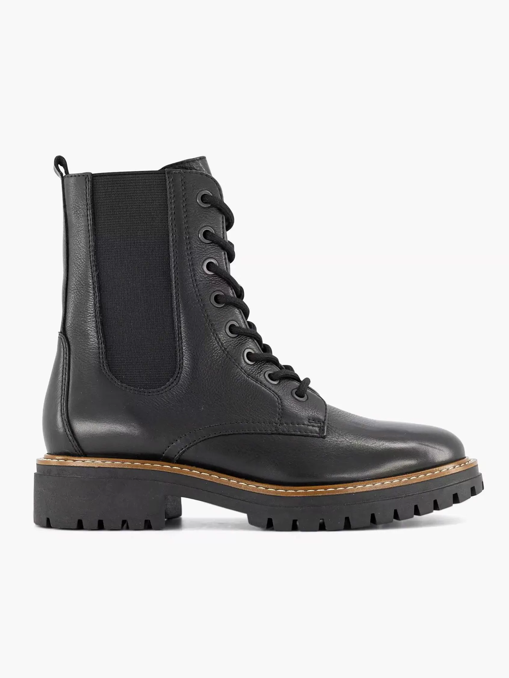 5th Avenue Enkellaarzen & Boots>E Leren Veterboot Zwart