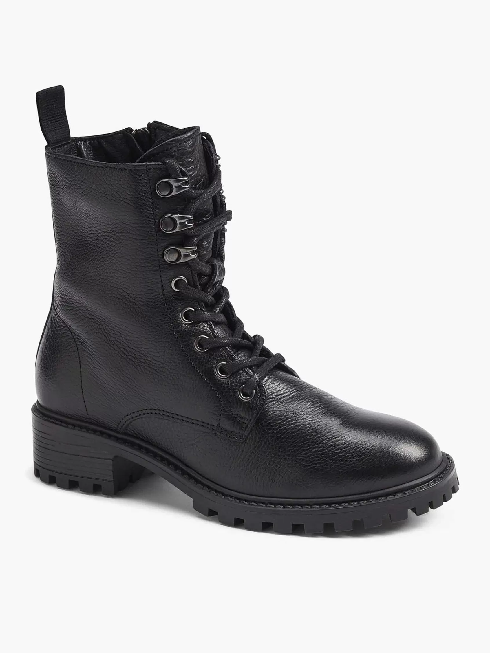 5th Avenue Enkellaarzen & Boots>E Leren Veterboot Zwart