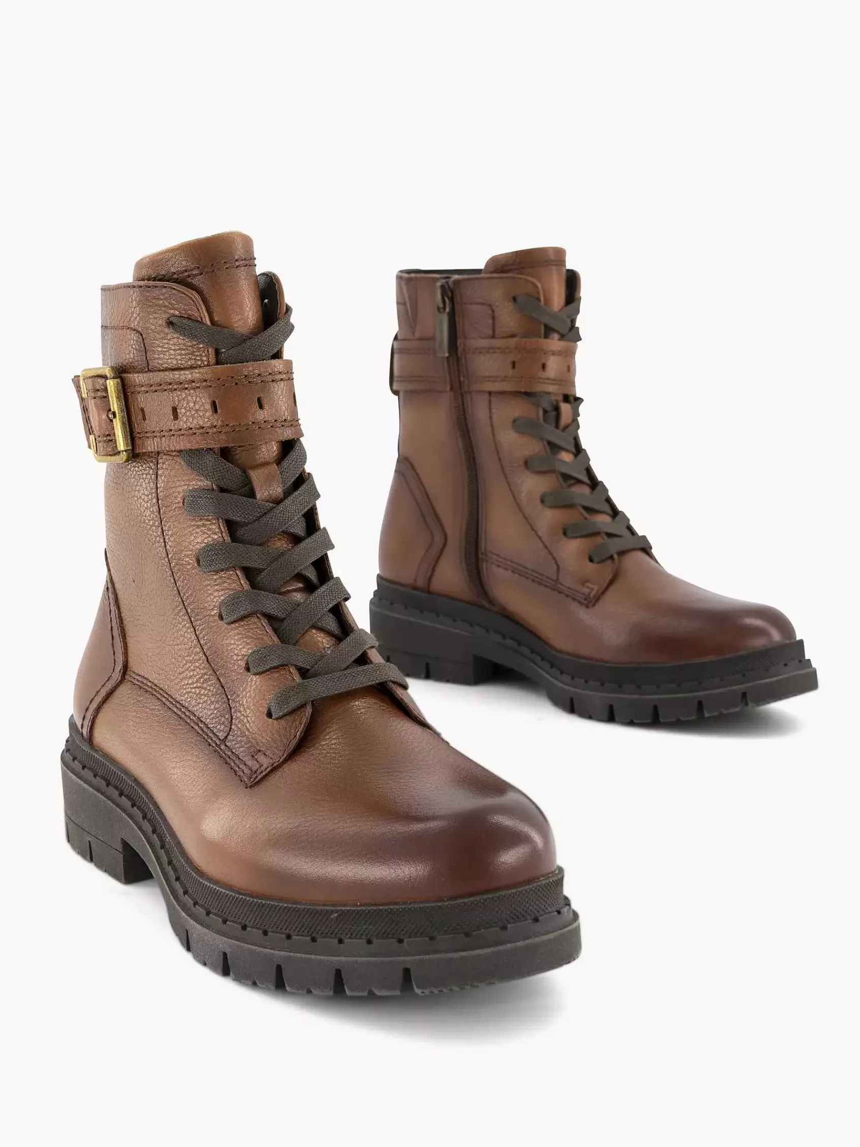 Medicus Enkellaarzen & Boots>E Leren Veterboot Gesp Bruin