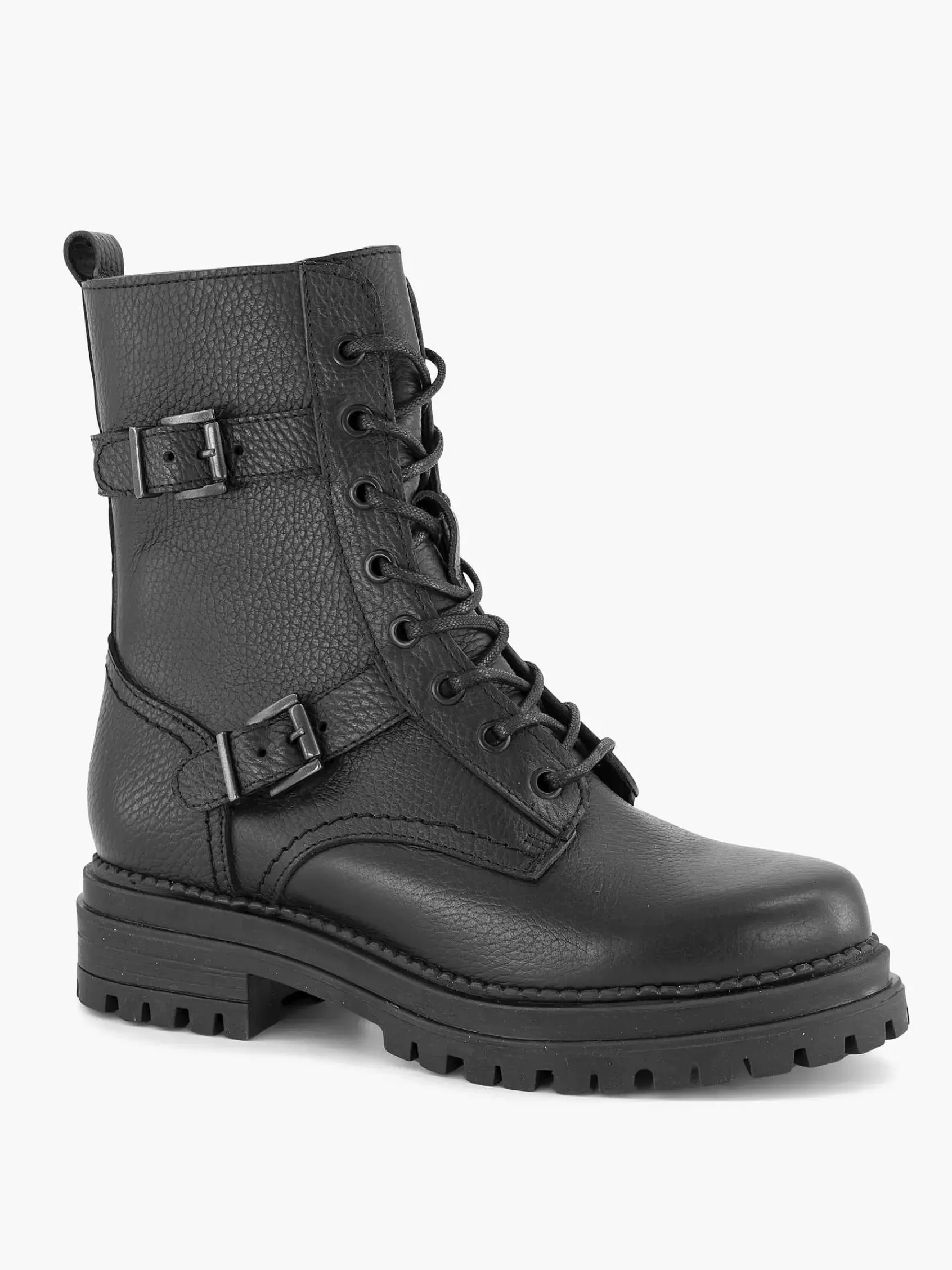 Oxmox Enkellaarzen & Boots>E Leren Veterboot Gesp Zwart