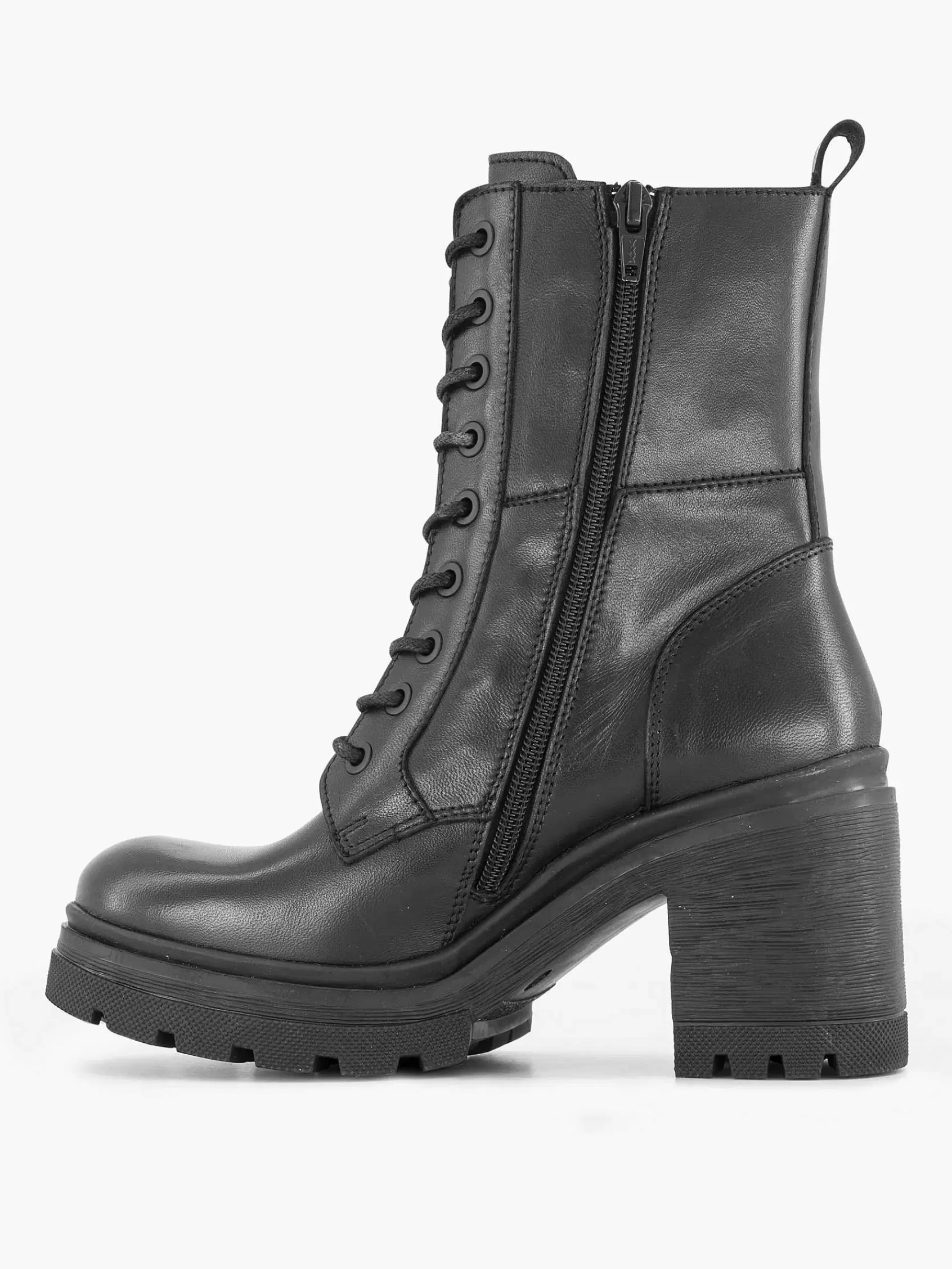 Oxmox Enkellaarzen & Boots>E Leren Veterboot Hak Zwart