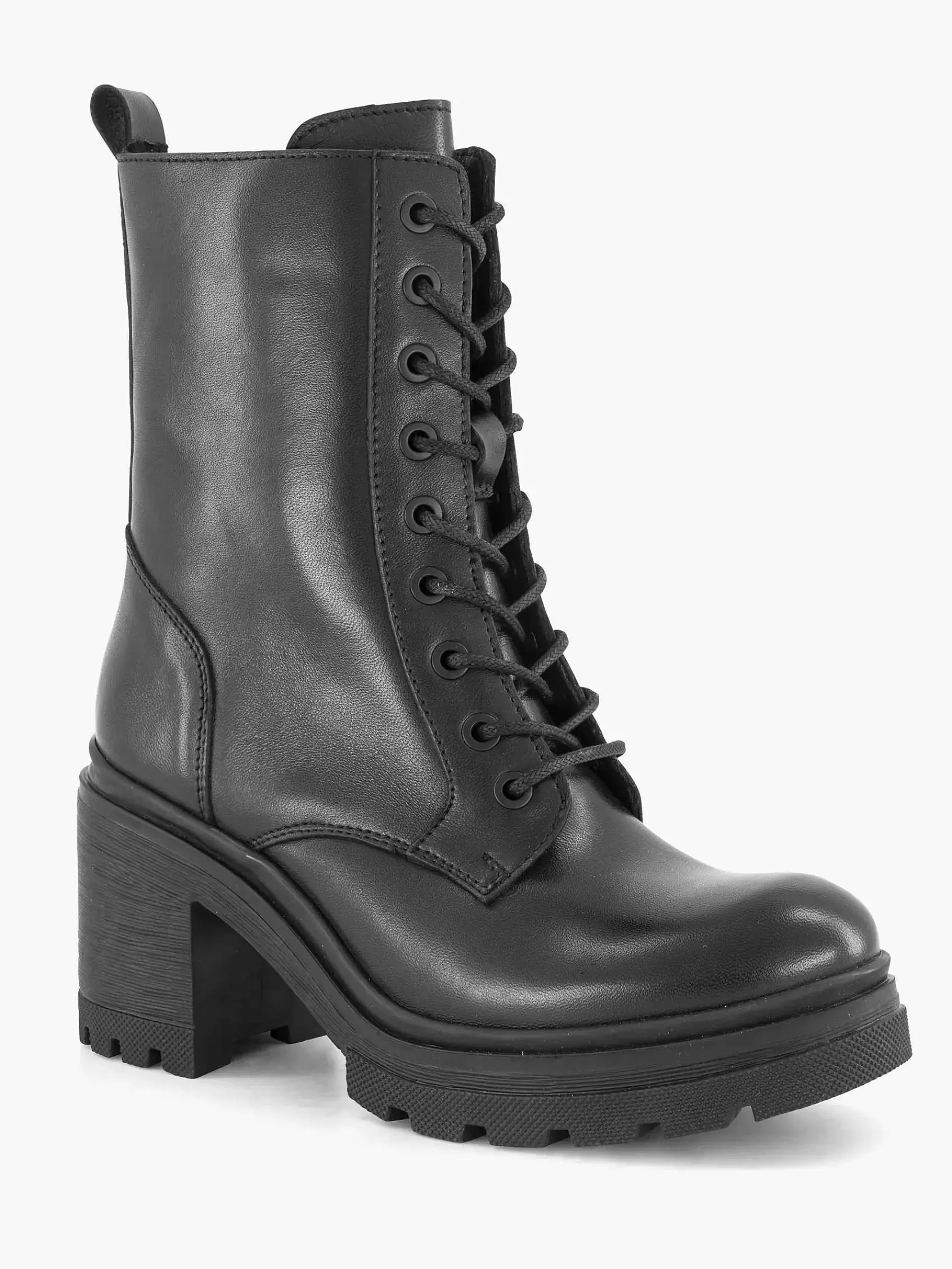 Oxmox Enkellaarzen & Boots>E Leren Veterboot Hak Zwart