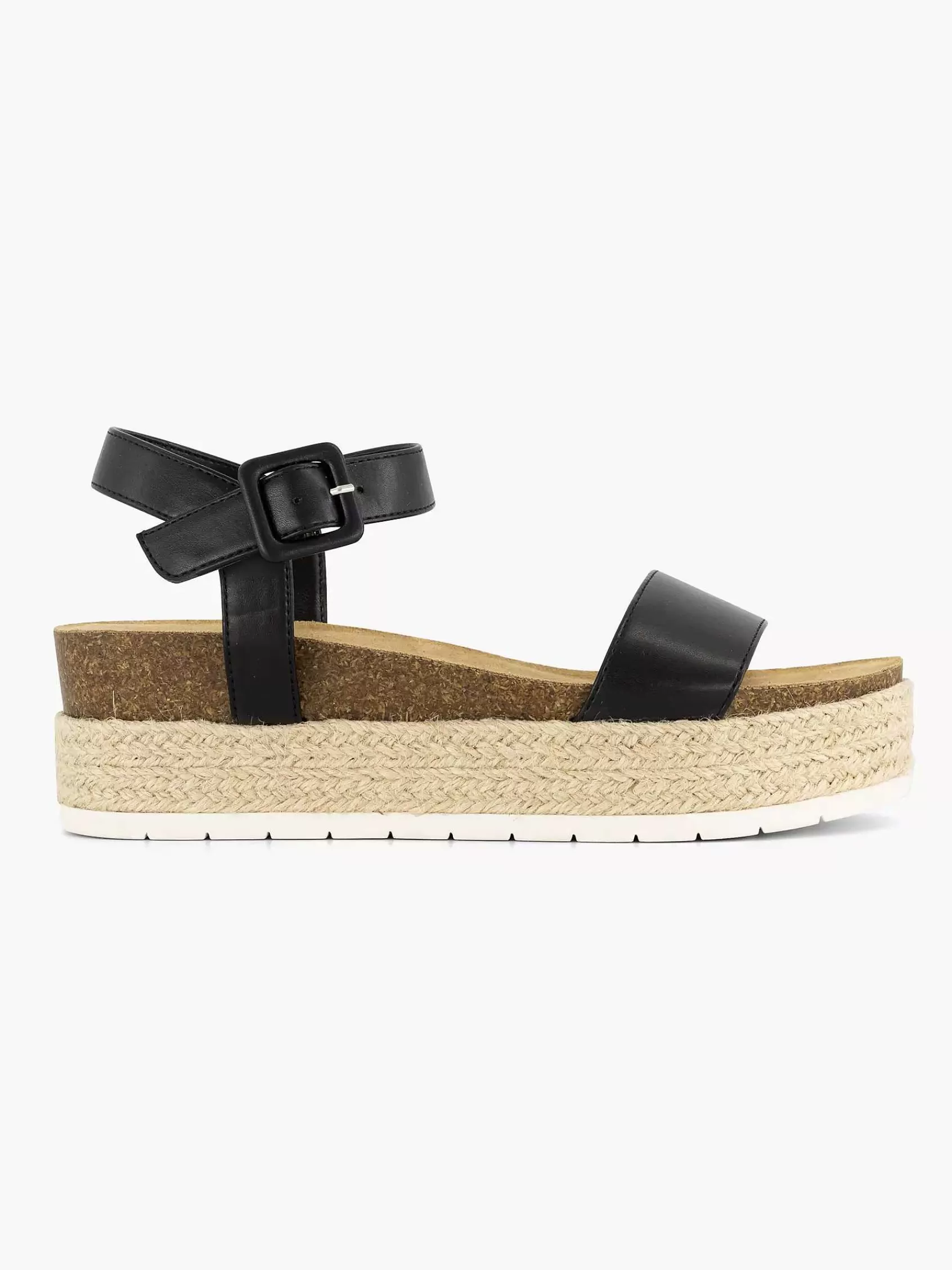 Graceland Sandalen>E Platform Sandaal Touw Zwart