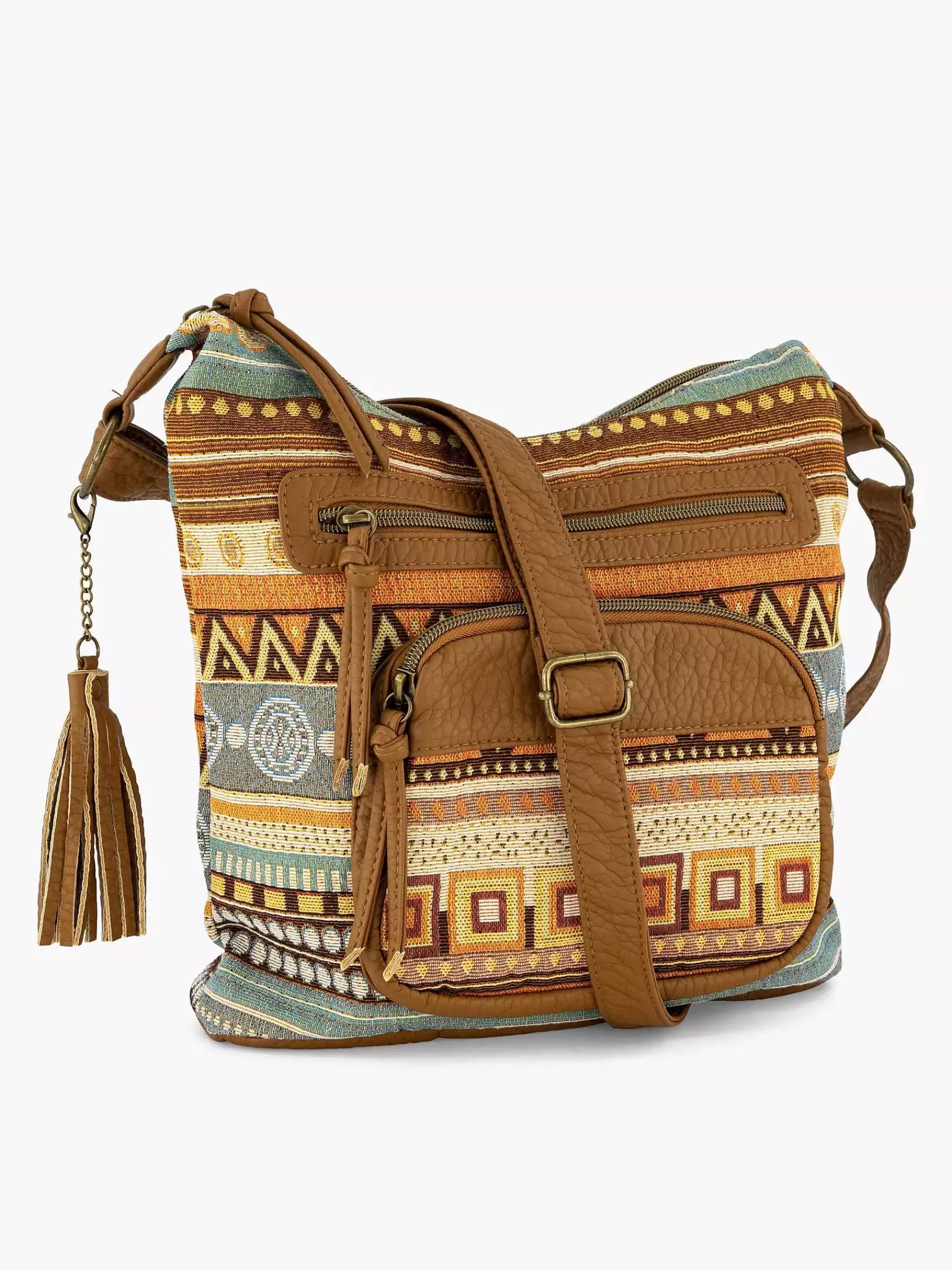 Graceland Tassen>E Schoudertas Print Bruin