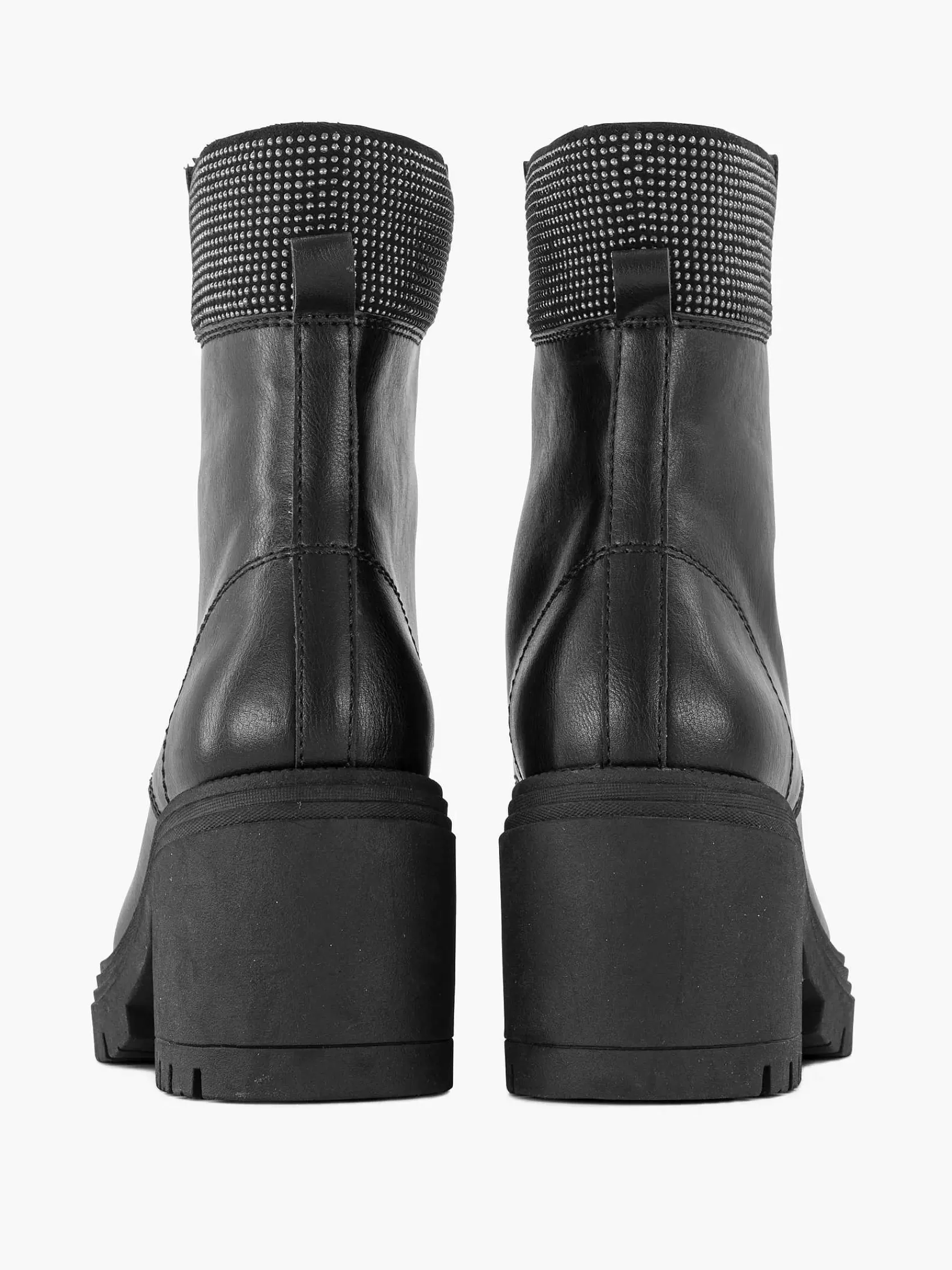 Graceland Enkellaarzen & Boots>E Veterboot Hak Zwart