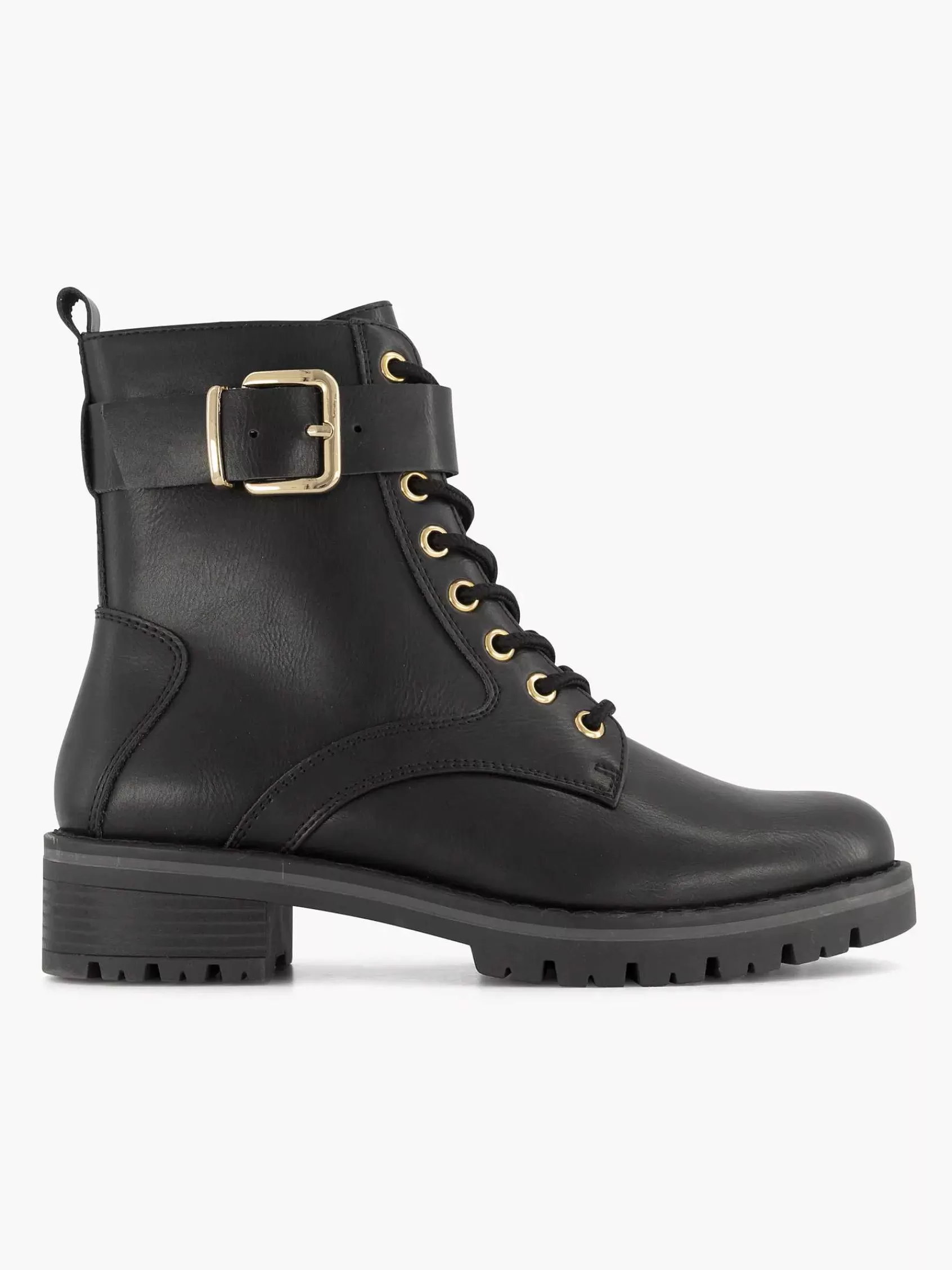Graceland Enkellaarzen & Boots>E Veterboot Lak Zwart