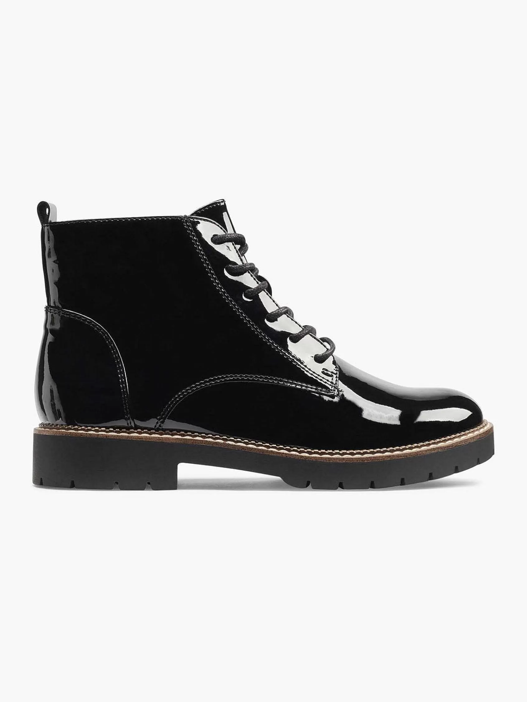 Graceland Enkellaarzen & Boots>E Veterboot Lak Zwart