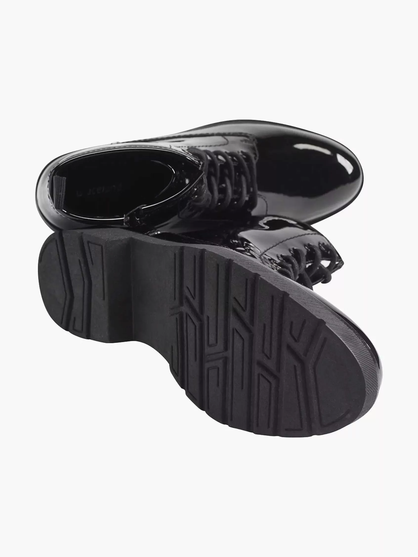 Graceland Enkellaarzen & Boots>E Veterboot Lak Zwart