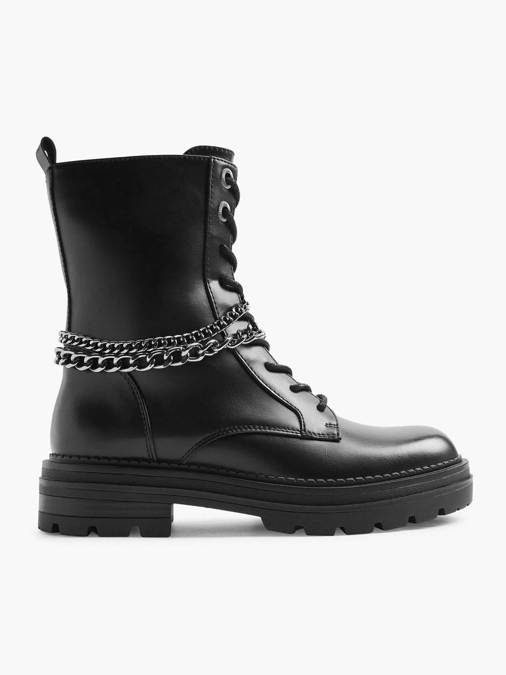 Graceland Enkellaarzen & Boots>E Veterboot Sierketting Zwart