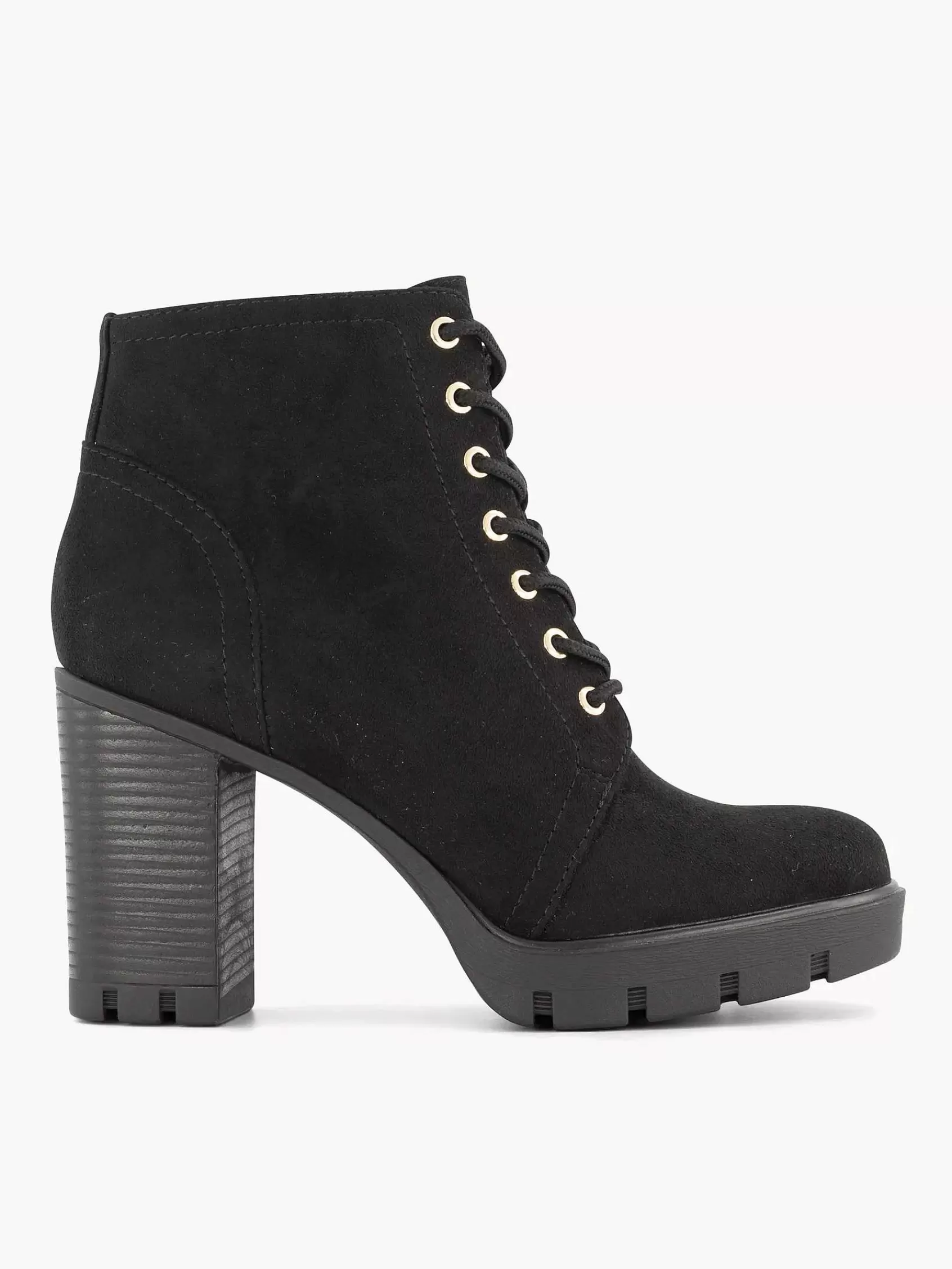 Graceland Enkellaarzen & Boots>E Veterlaars Hak Zwart