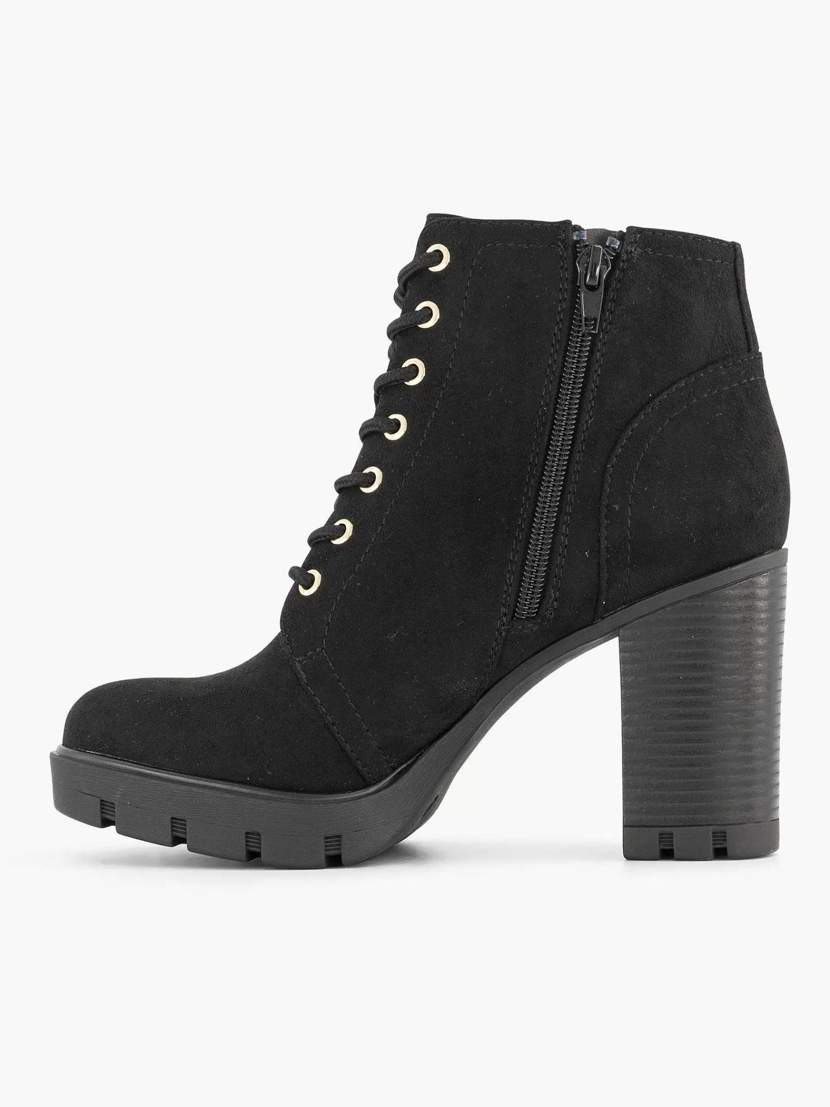 Graceland Enkellaarzen & Boots>E Veterlaars Hak Zwart