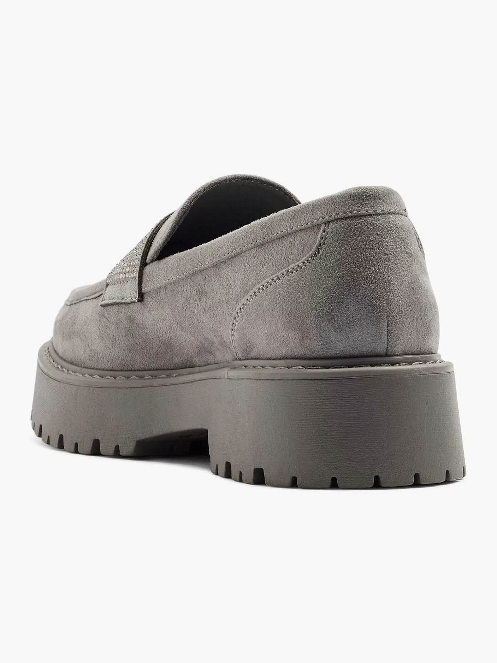 Graceland Instappers>Grijze Chunky Loafer Steentjes Grijs