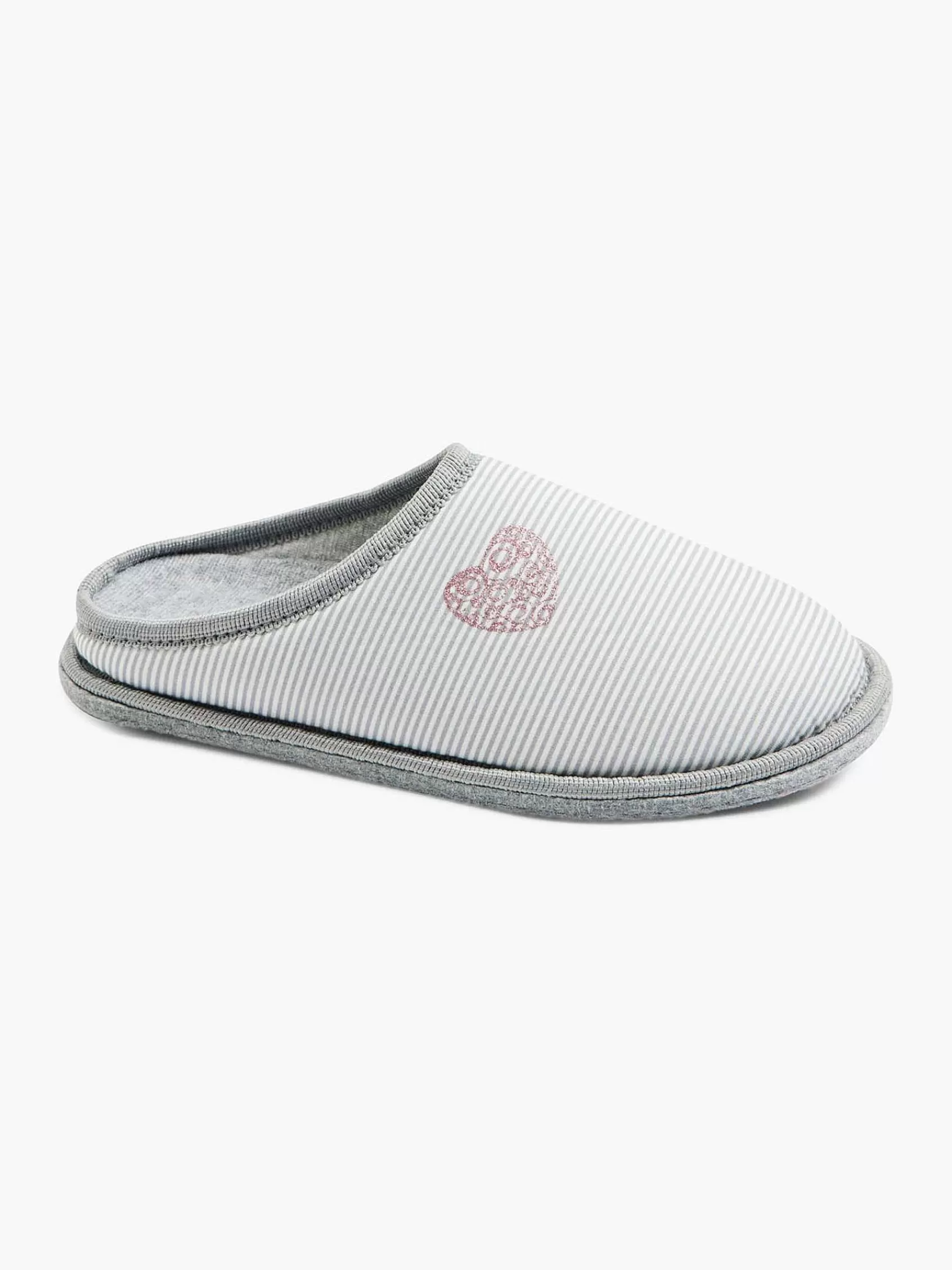 Casa mia Pantoffels>Grijze Instap Pantoffel Hartje Grijs
