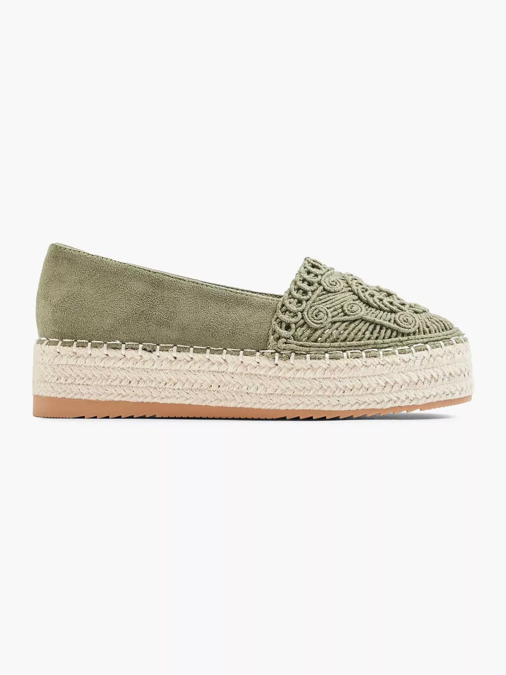 Graceland Instappers>Groene Platform Espadrille Touw Khaki
