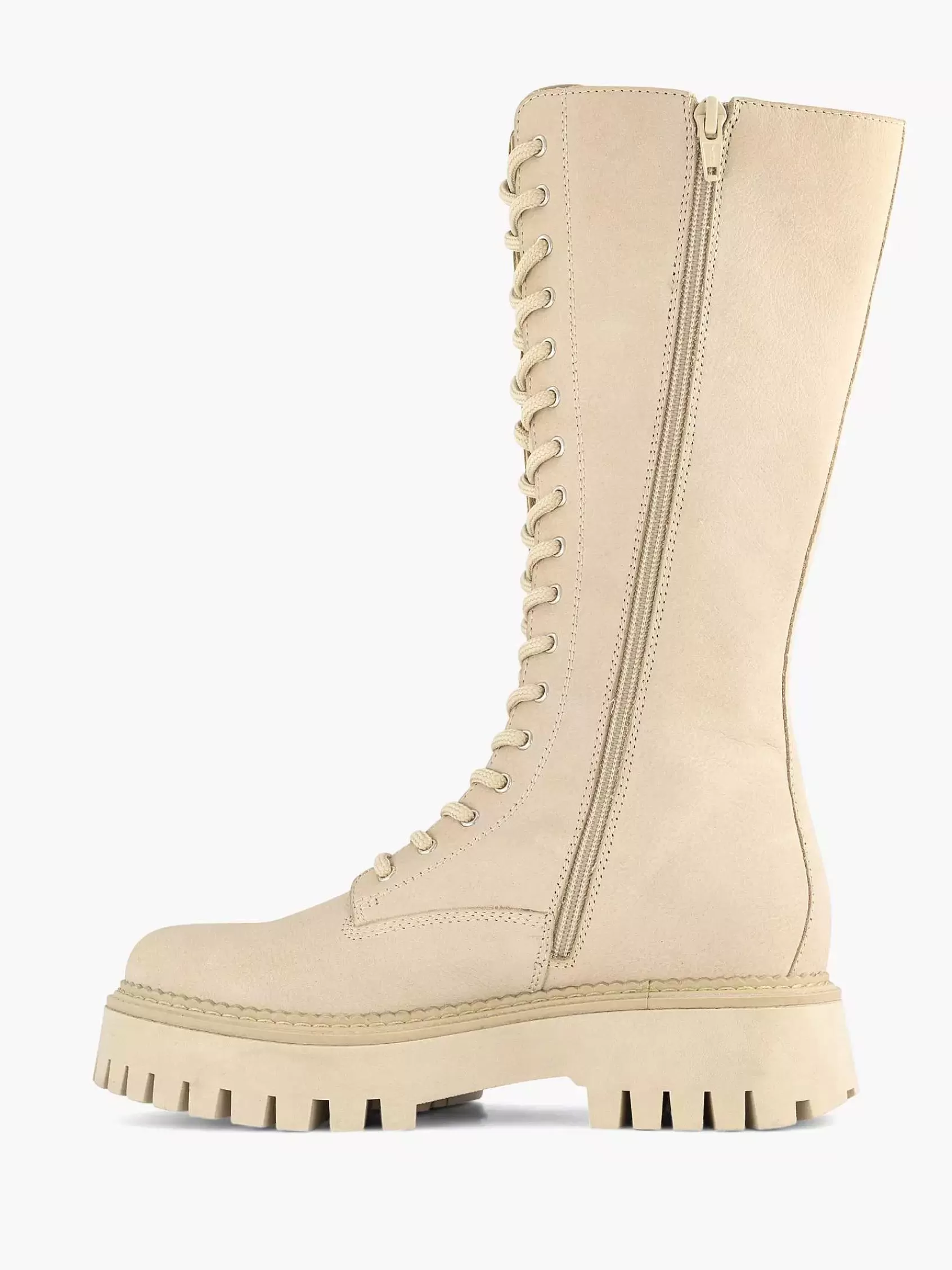 Oxmox Laarzen>Lange Leren Veterboot Beige