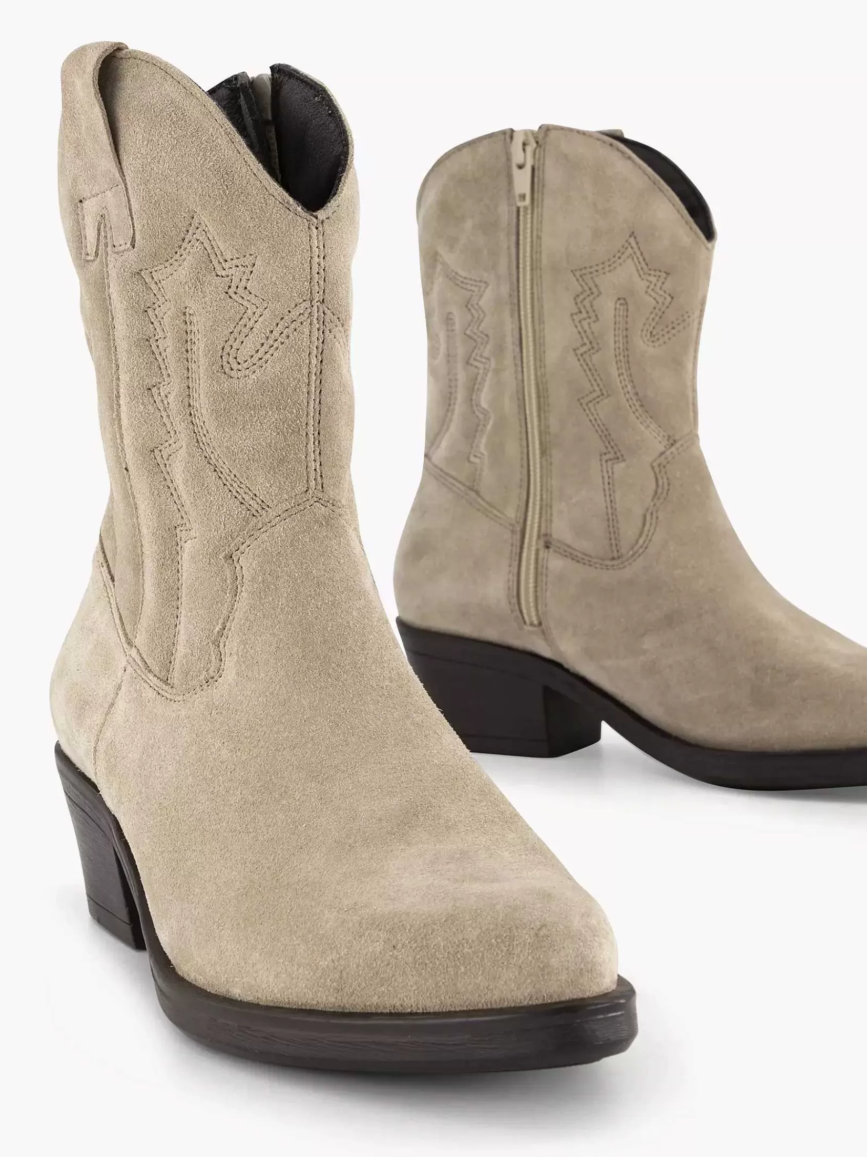 Oxmox Enkellaarzen & Boots>Leren Cowboy Laars Beige