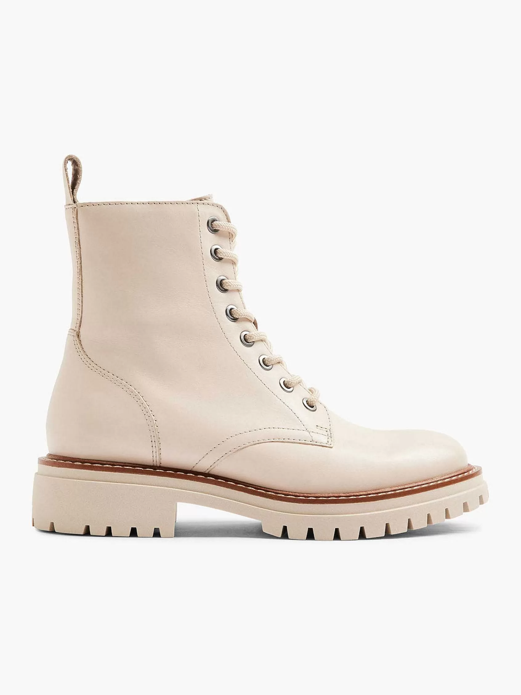 5th Avenue Enkellaarzen & Boots>Leren Veterboot Beige