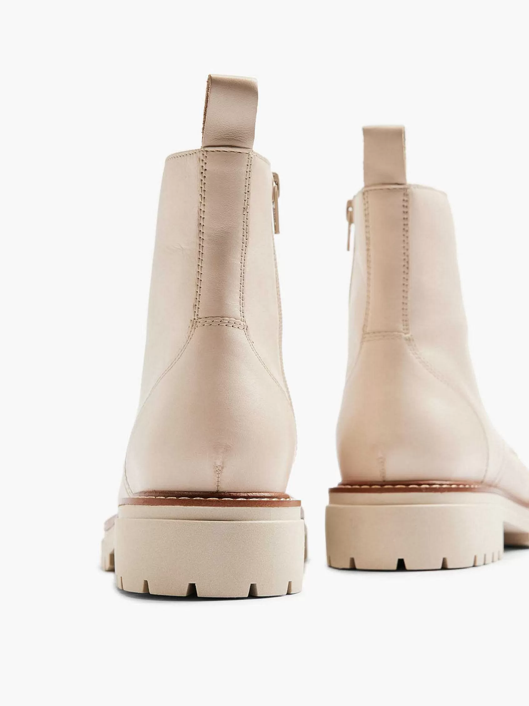 5th Avenue Enkellaarzen & Boots>Leren Veterboot Beige
