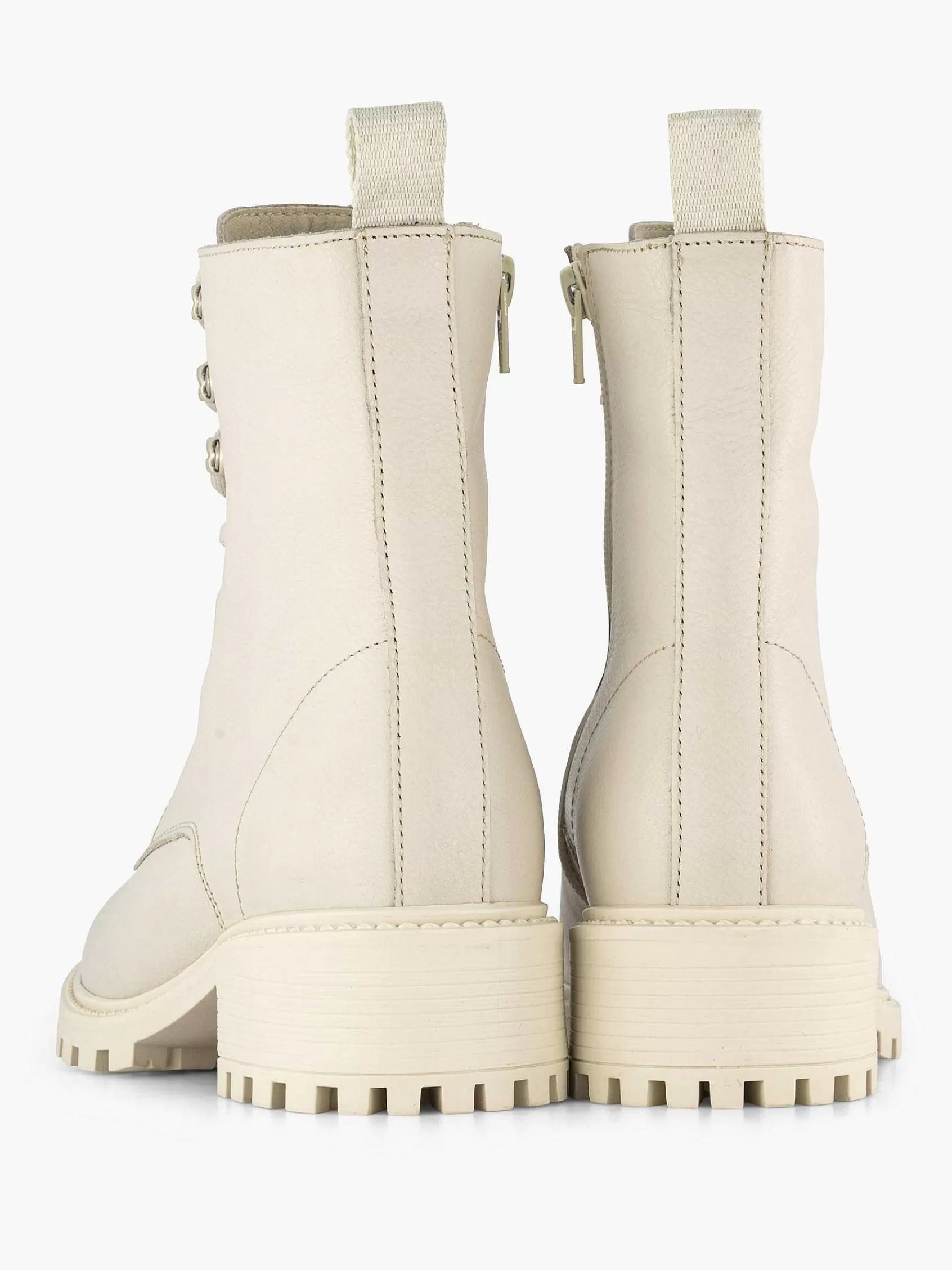 5th Avenue Enkellaarzen & Boots>Off White Leren Veterboot Wit