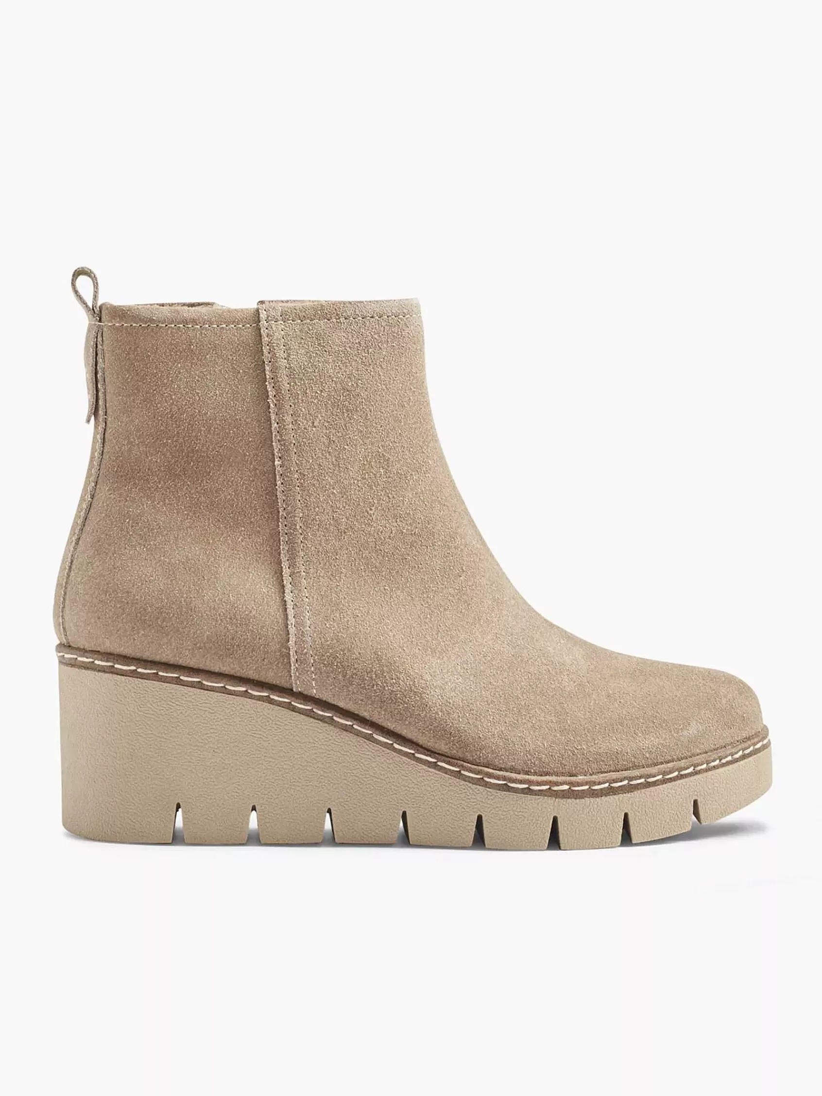 5th Avenue Enkellaarzen & Boots>Suede Enkellaars Sleehak Beige