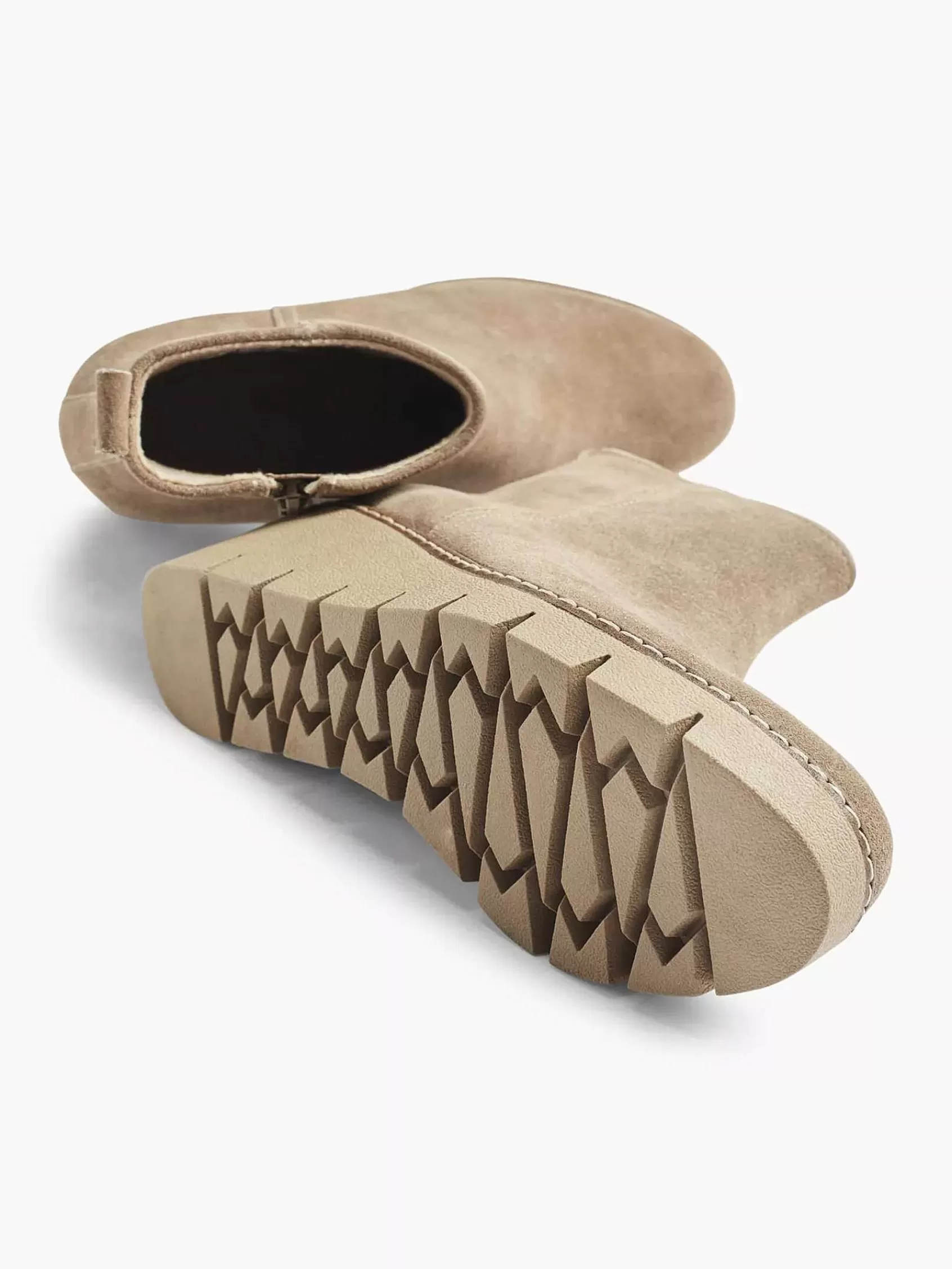 5th Avenue Enkellaarzen & Boots>Suede Enkellaars Sleehak Beige