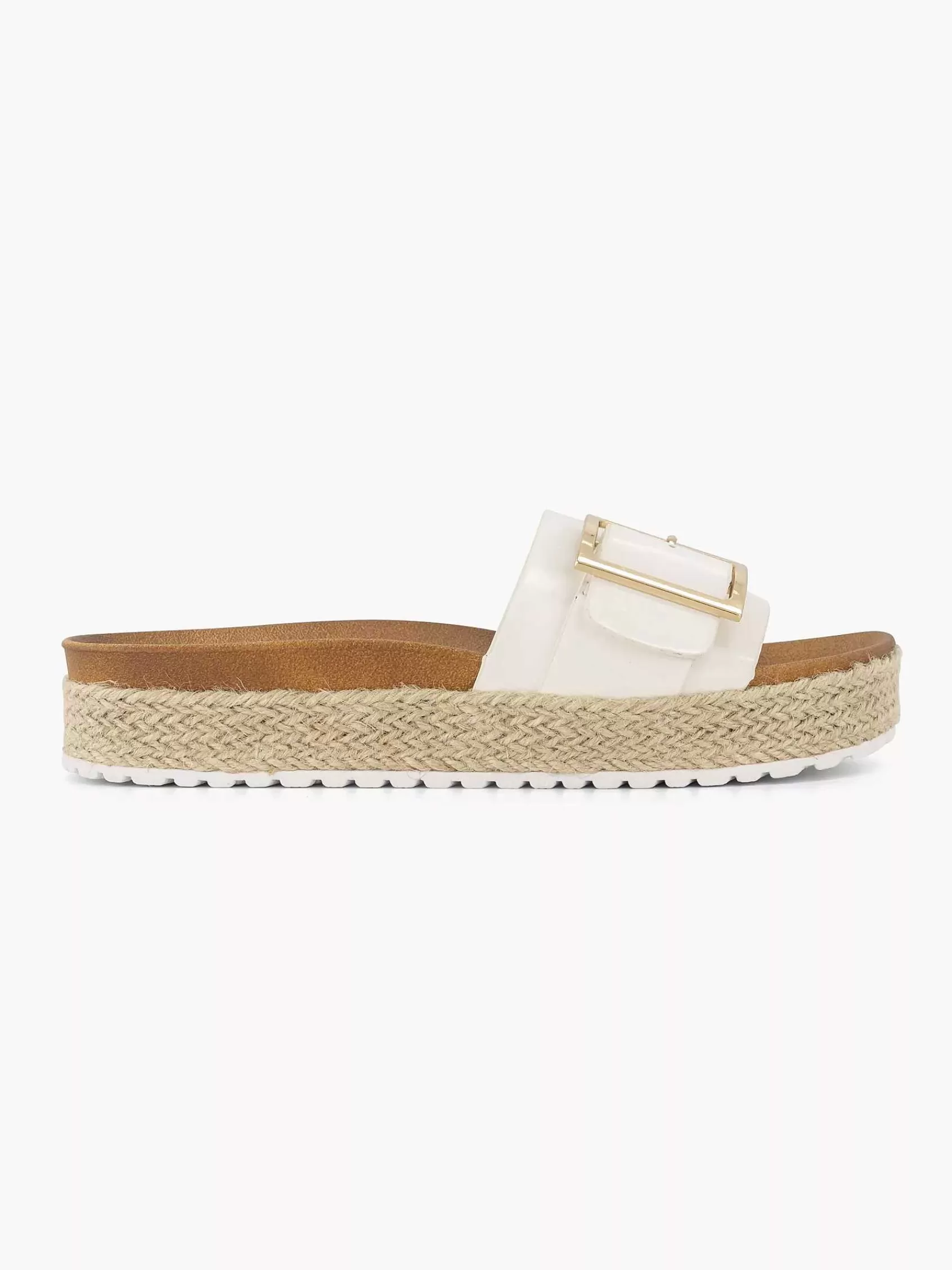 Oxmox Slippers>Te Platform Slipper Siergesp Wit
