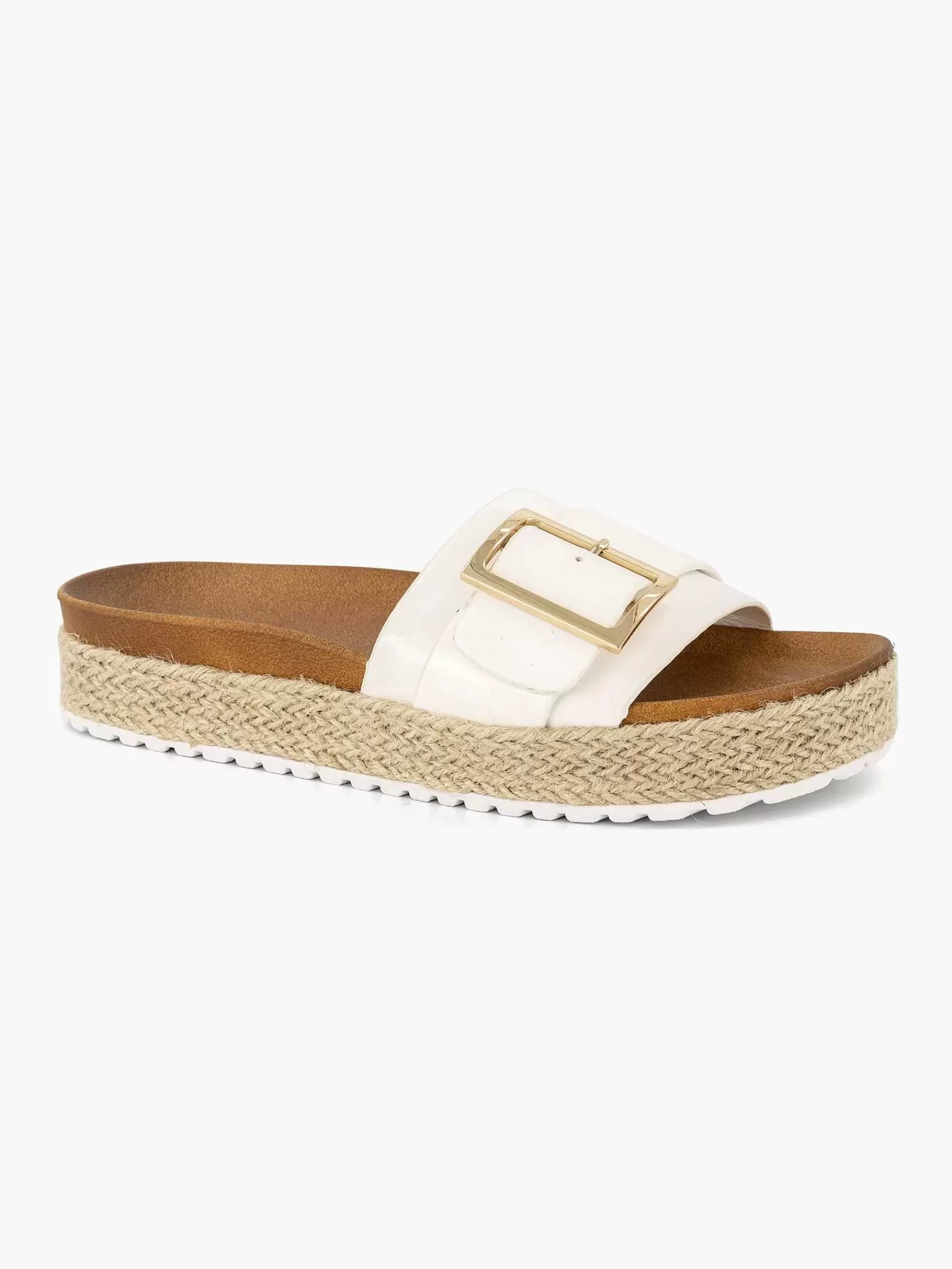 Oxmox Slippers>Te Platform Slipper Siergesp Wit