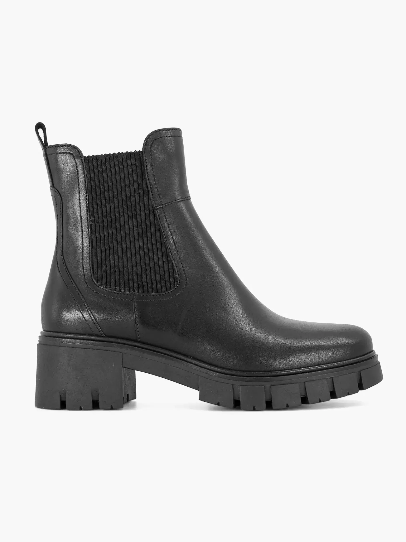 Oxmox Enkellaarzen & Boots>Zwarte Leren Chelsea Boot Hak Beige