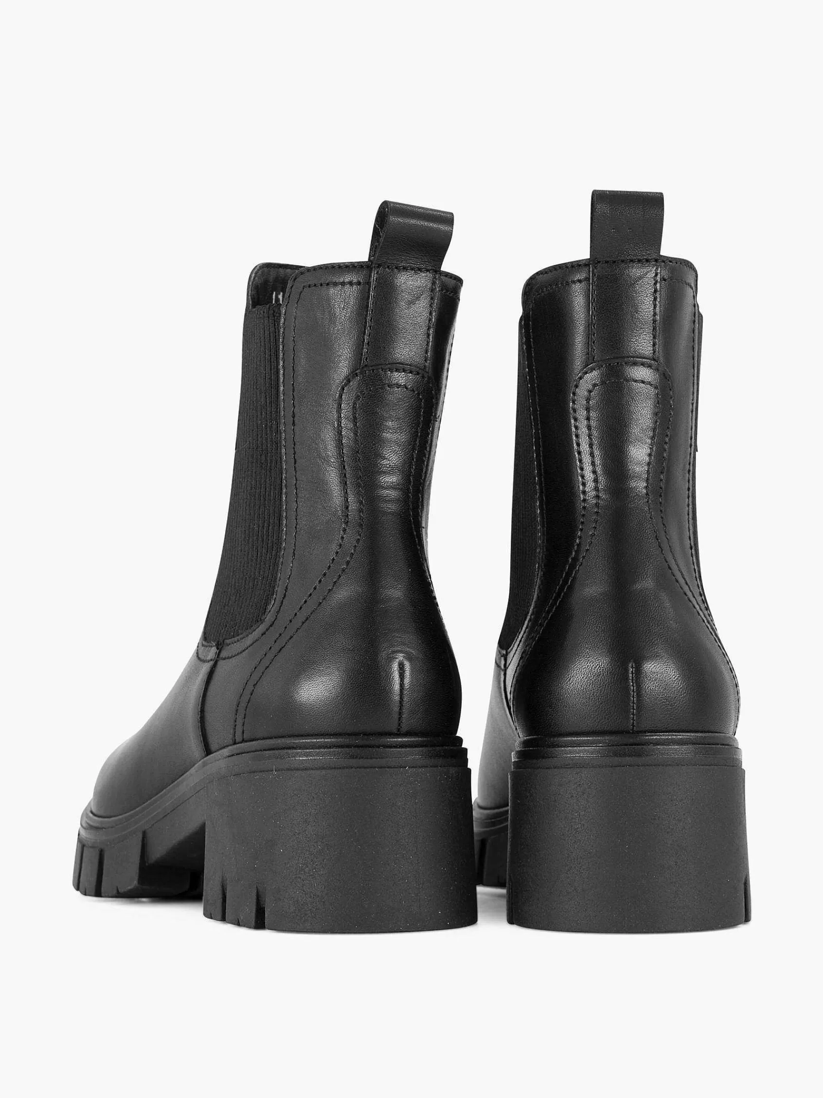 Oxmox Enkellaarzen & Boots>Zwarte Leren Chelsea Boot Hak Beige